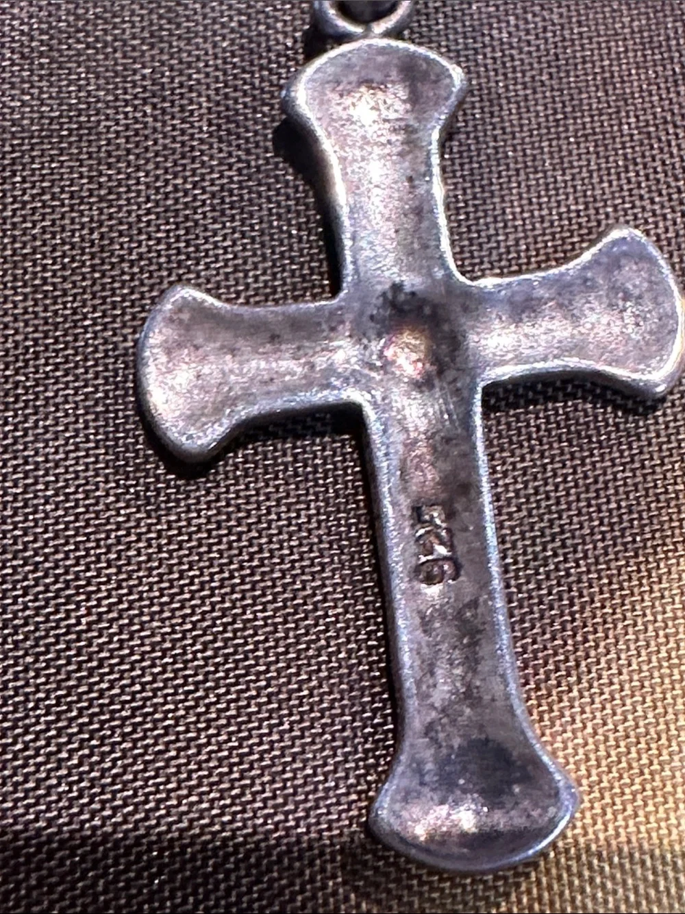 Oxidized Black Marcasite Cross 4” Pendant on 20 inch 925 Necklace